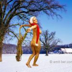 Jingle Bells I: Body-painted model is dancing as a Christmas figure