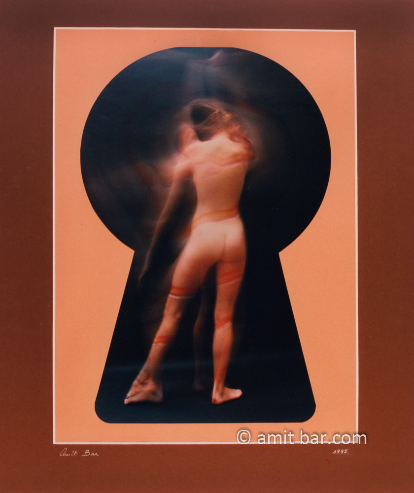 Keyhole2: Collage of a nude figure in a keyhole