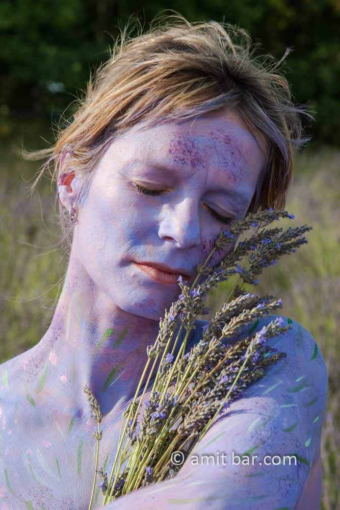Lavender III: Bodypainted model in the Provence, France