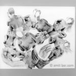 Lovers hands: Photo-collage of lovers pair with pencil addition