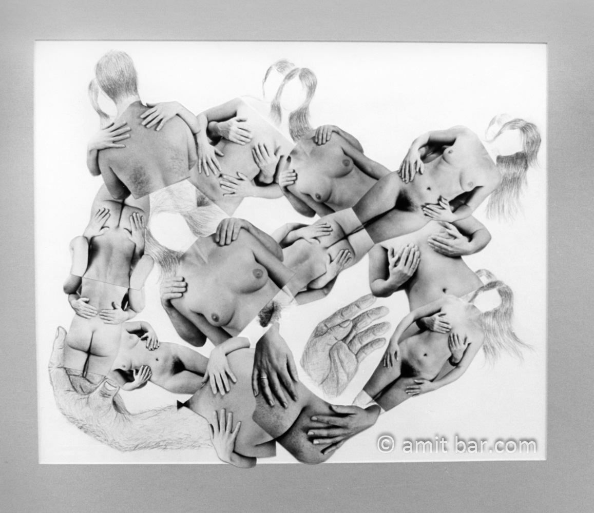 Lovers hands: Photo-collage of lovers pair with pencil addition