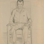 Man sitting on armchair. Pencil drawings