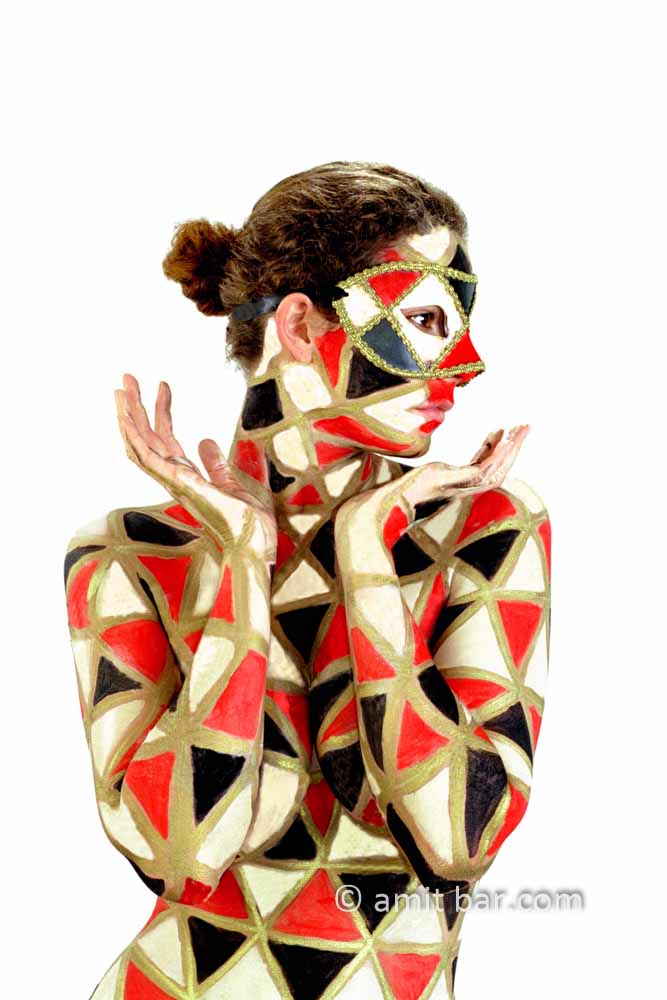 Mask I: Body-painted model with a mask