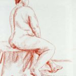 Massive nude II: Massive nude figure in red chalk