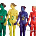 Millenium girls III: Four body painted girls are celebrating the mlilenium