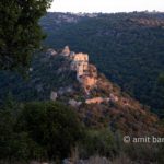 Monfort fortress: Crusaders fortress Monfort, in the West-Galilee, Israel at sunset