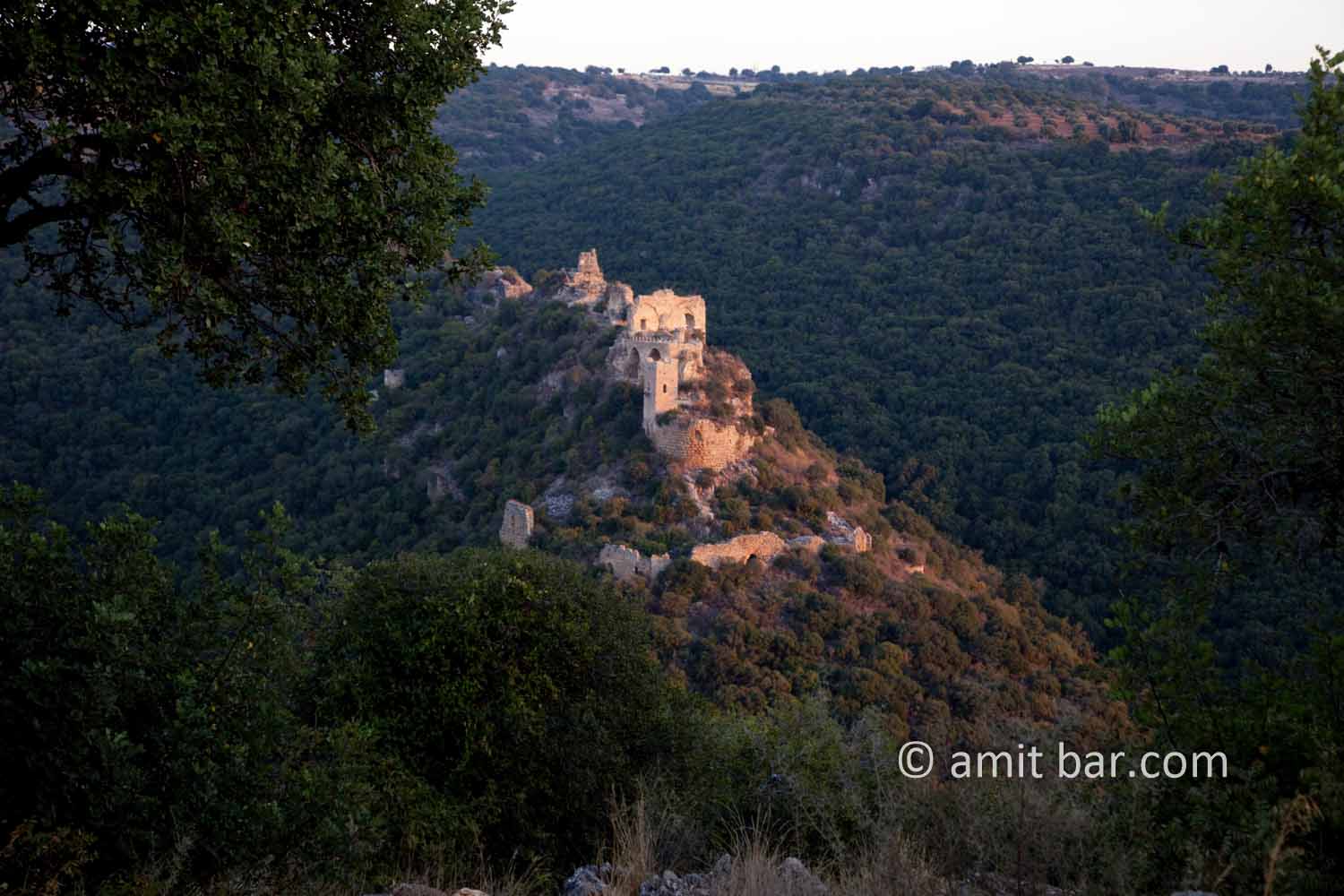 Monfort fortress: Crusaders fortress Monfort, in the West-Galilee, Israel at sunset