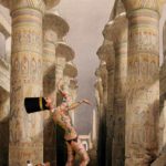 Nefertiti II: Body-painted model as Nefertiti at the temple of Karnac, Thebes, Egypt