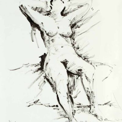 Nude figure leaning backwards