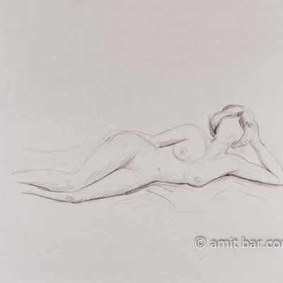 Nude figure leaning on elbow