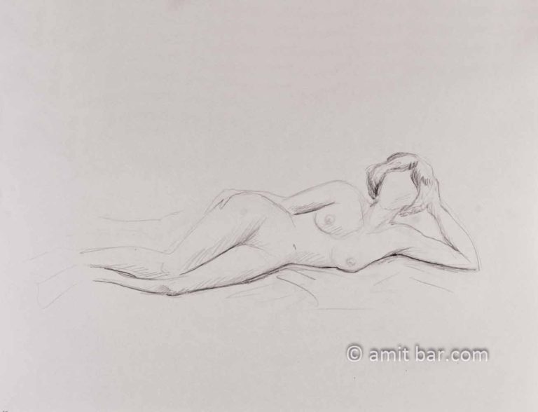 Nude figure leaning on elbow