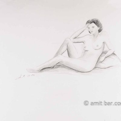 Nude figure leaning on her knee