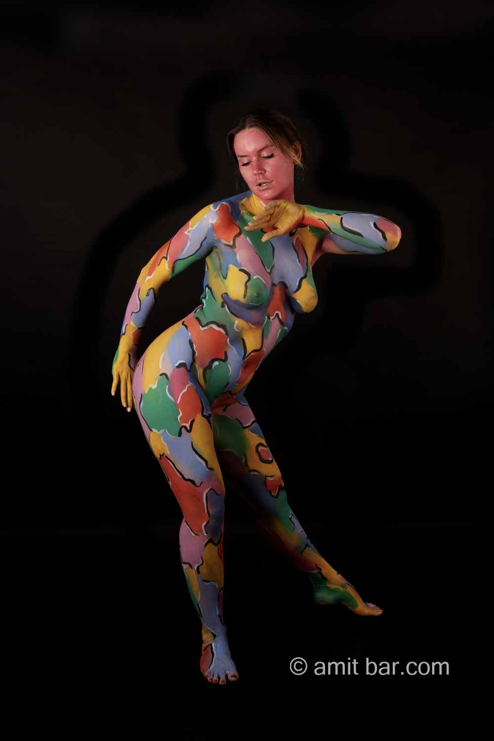 Painted Anna I: Model Anna is painted with different colored patches