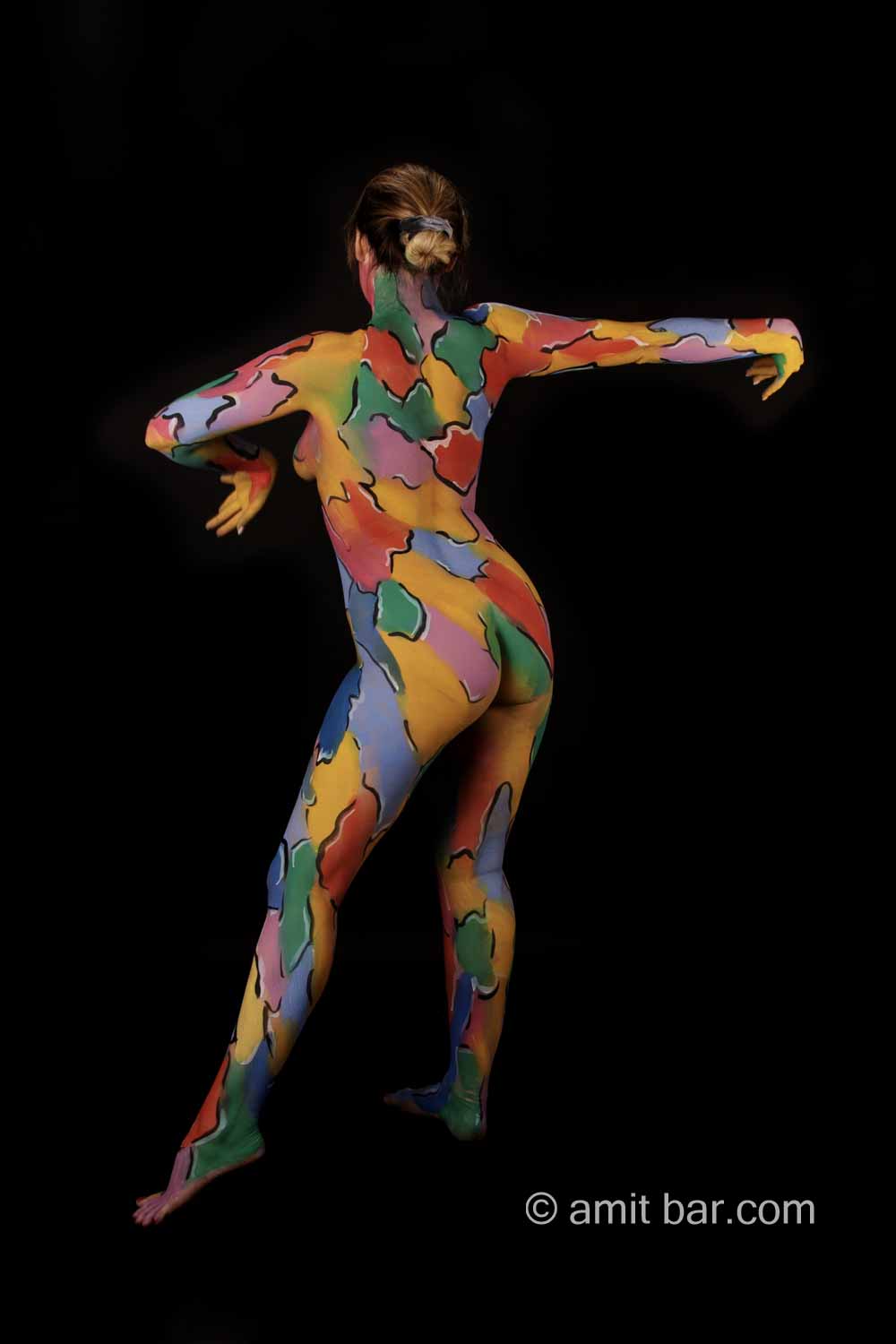 Painted Anna II: Model Anna is painted with different colored patches