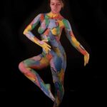 Painted Anna III: Model Anna is painted with different colored patches