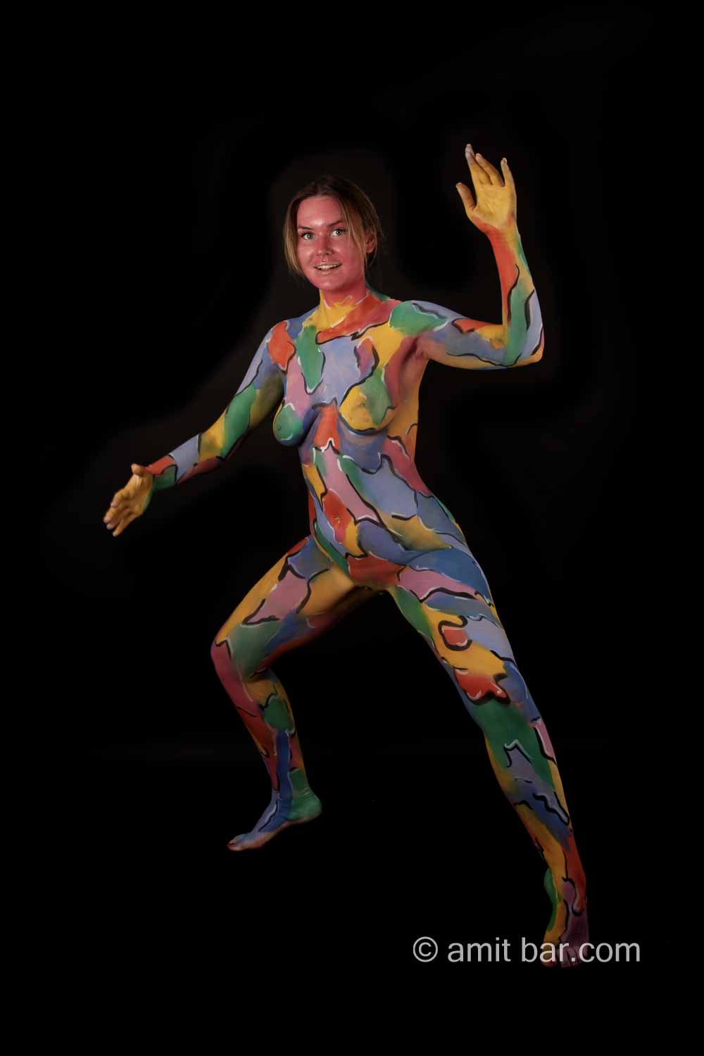 Painted Anna V: Model Anna is painted with different colored patches
