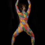 Painted Anna VI: Model Anna is painted with different colored patches