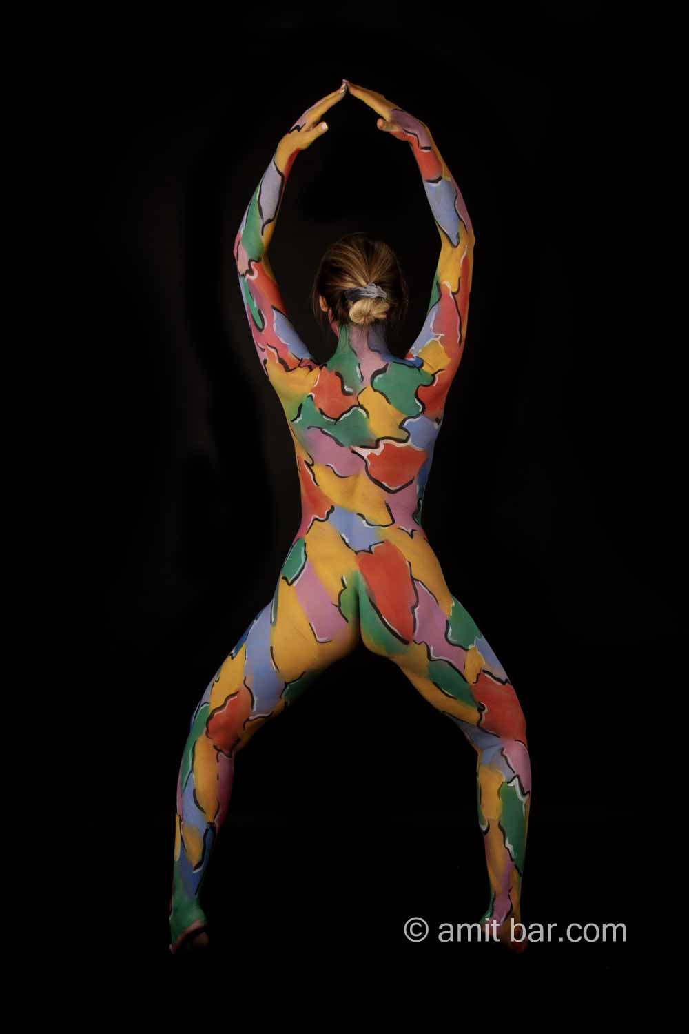 Painted Anna VI: Model Anna is painted with different colored patches