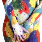 Patches and drops I: Body-painted model in patches and drops