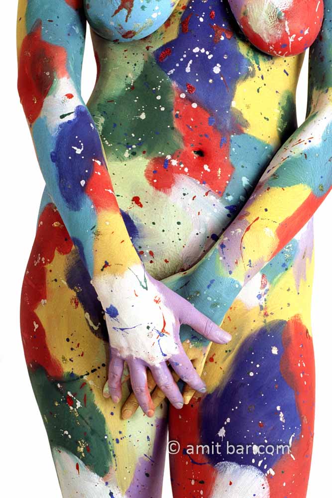 Patches and drops I: Body-painted model in patches and drops