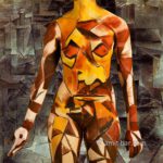 Homage to Picasso V: The cubistic portrait of art-dealer Ambroise Vollard which is painted in 1910 by Picasso inspired me to create a homage to the artist.