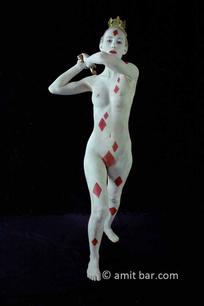 Playing cards VII: Body-painted model in card form of diamonds