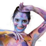 Purple Pris portrait III: Portrait of body-and face-painted Pris Mundar