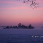 Red sky: A lonely farm house with red sky