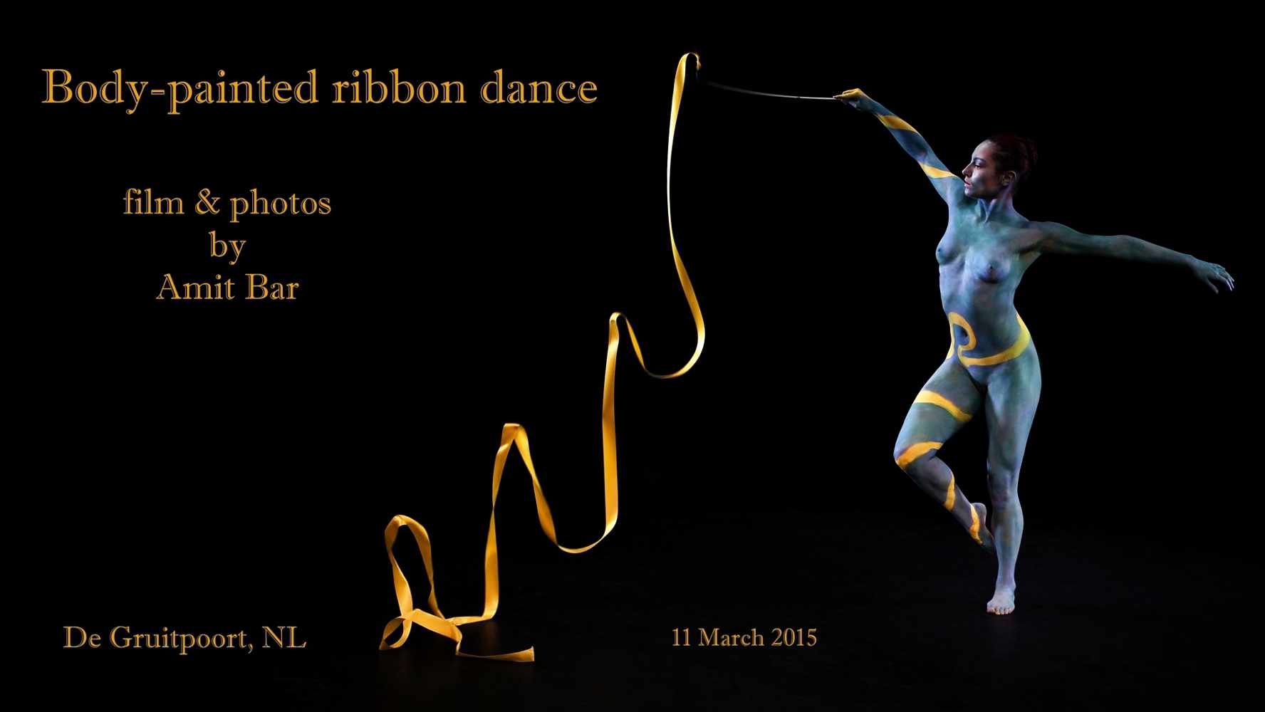 Ribbon dance video: Body-painted Ana is dancing beautifully with a ribbon to the tunes of Leroy Anderson.