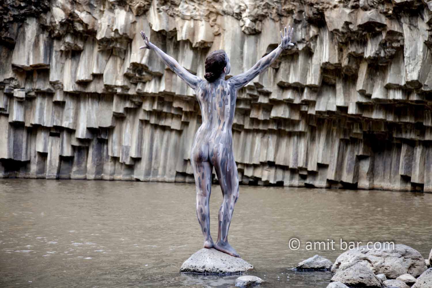 Rocky Girl II: Body painted model at the Golan Heights, Israel