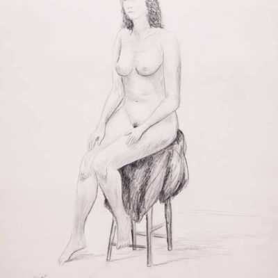Seated nude on high stool