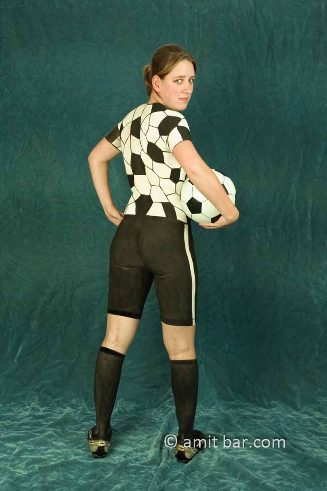 Soccer I: Body-painted model with football clothing