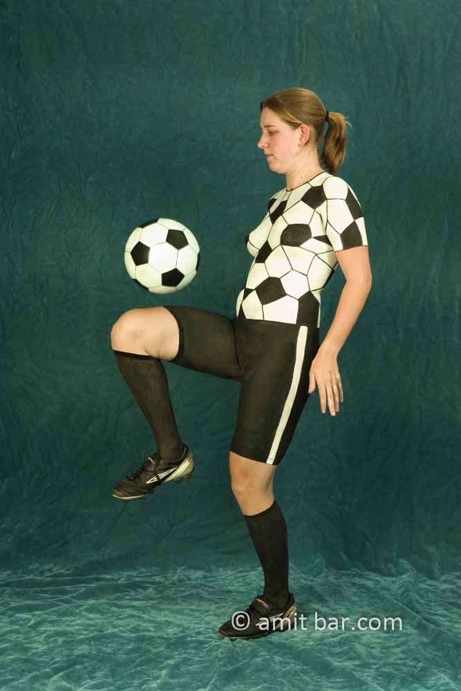 Soccer II: Body-painted model with football clothing