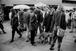 Soft Ice: A dog defecate on street beside his embbarassed owners