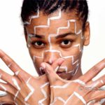 Stairs IV: Portrait of a body-painted model in my studio