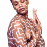 Stairs V: Portrait of a body-painted model in my studio