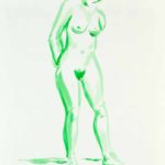 Standing nude in green. Aquarel