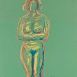 Standing nude with crossed arms. Pastel drawing