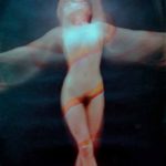 Stripes II: Body-painted dancer in the studio