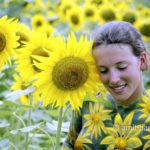 Sunflowers I: Portrait of a body-painted model in the nature at Gaillac-Toulza, Midi-Pyrénées, France