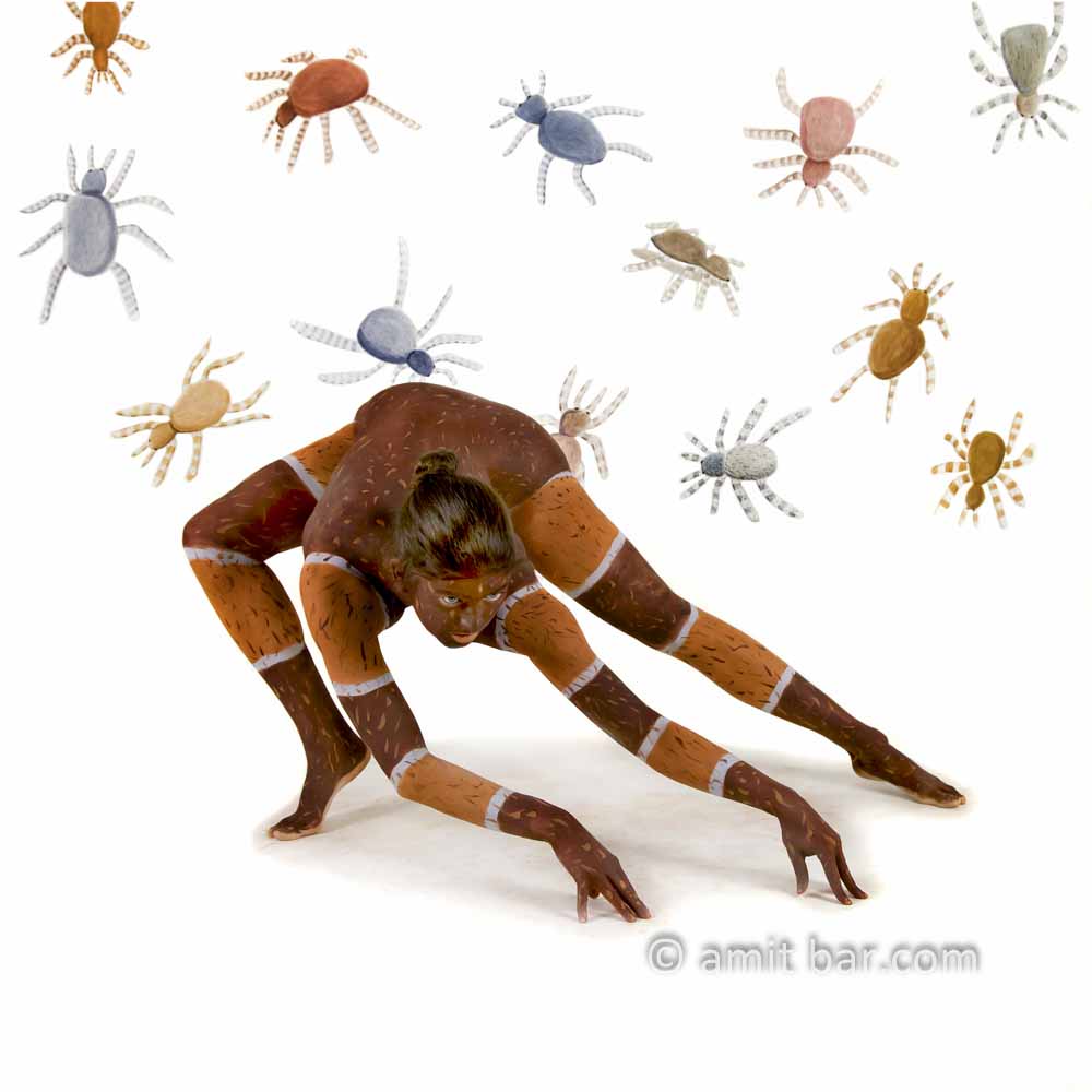 Tarantula I: Body-painted model with tarantula spiders