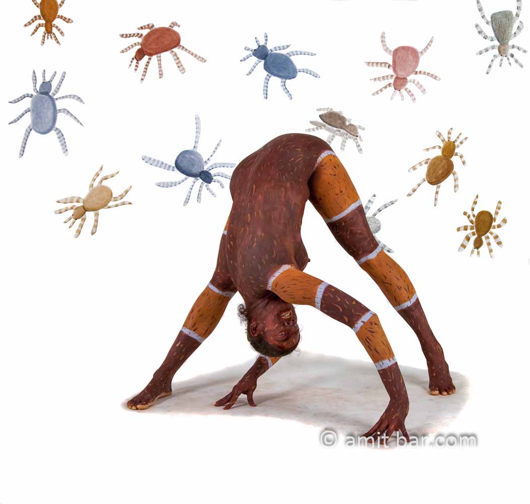 Tarantula II: Body-painted model with tarantula spiders