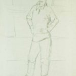 Tell me what: Model with hands on heaps. Pencil drawing