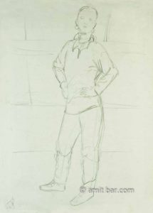 Tell me what: Model with hands on heaps. Pencil drawing