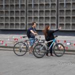 Terror selfie: Two bikers making a selfie in front of memorial monument