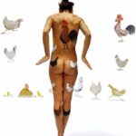 The Chicken I: Body-painted model with chickens