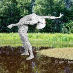 The swan: Body-painted model in te nature