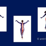 Three birds: Collage of three photos of body-painted dancer