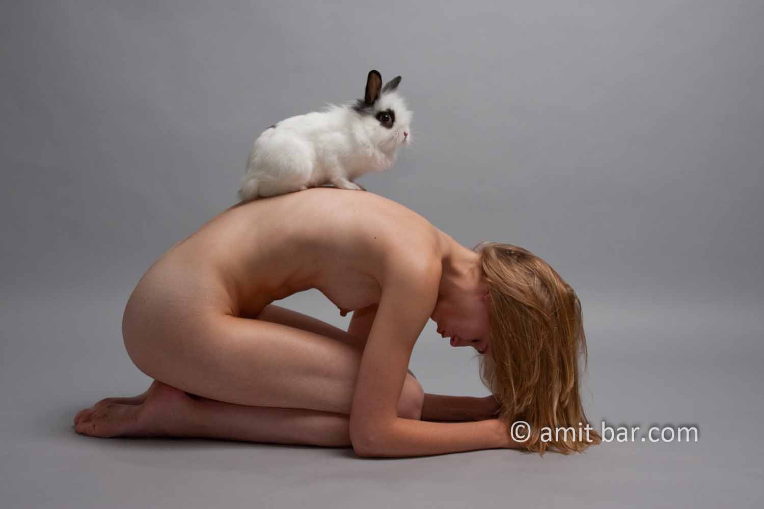 Top rabbit I: Nude model with a rabbit