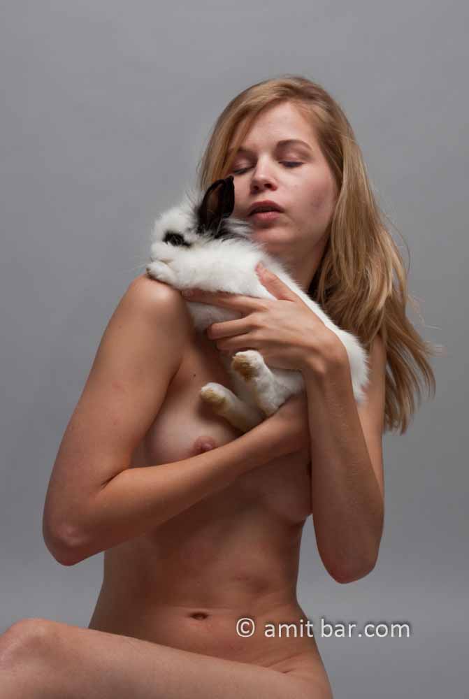 Top rabbit III: Nude model with a rabbit